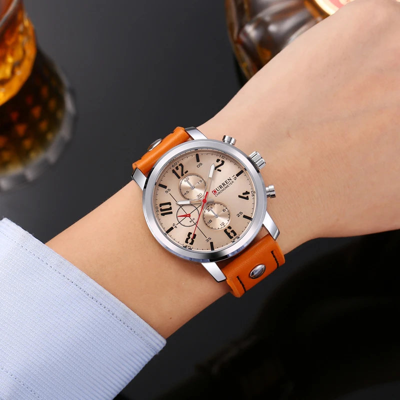 Orologio Uomo Quarzo Cinturino Similpelle Cassa Lega – Elegante Quadrante 45 mm