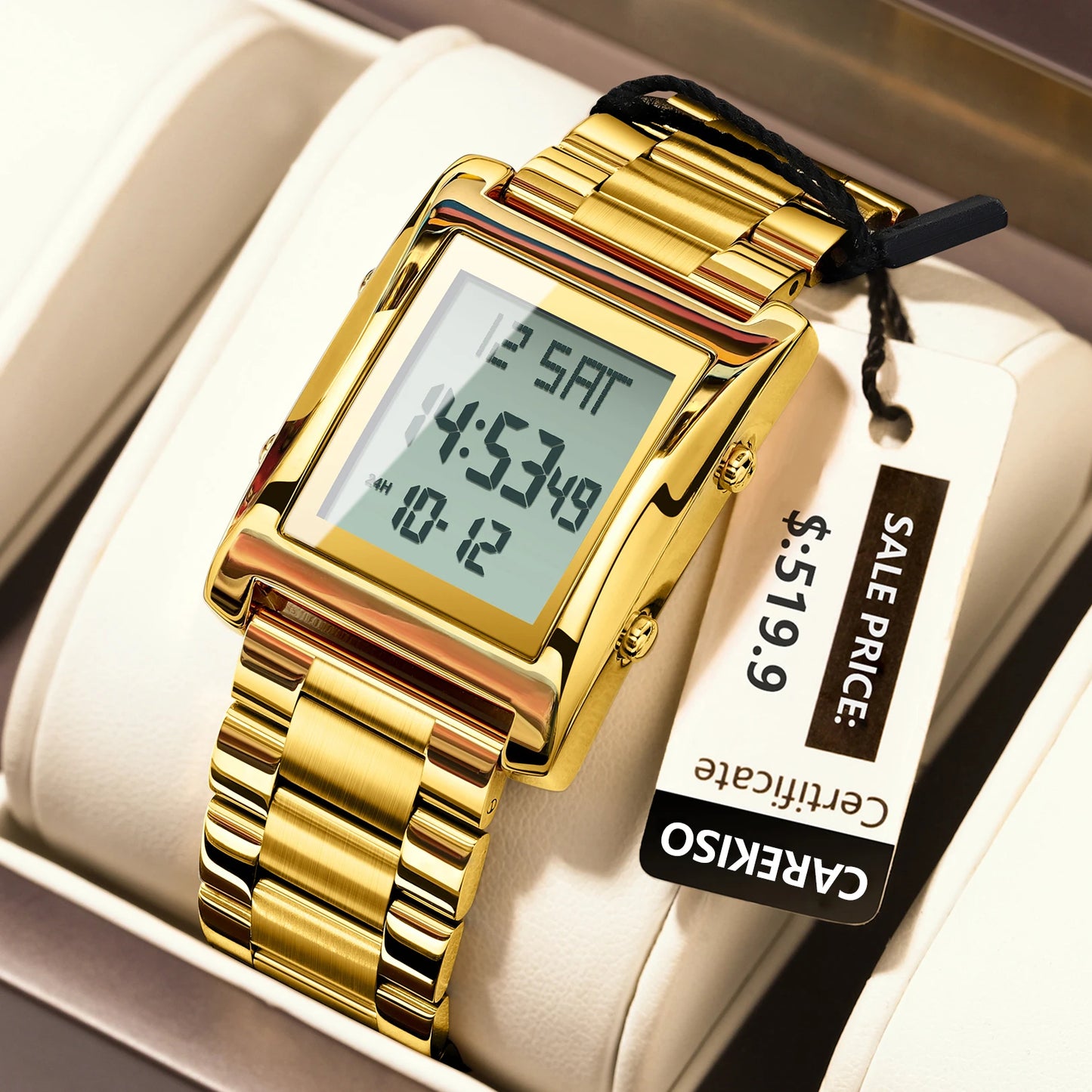 Orologio Uomo LED Digitale in Acciaio con Sveglia Cronografo Data Display Moda