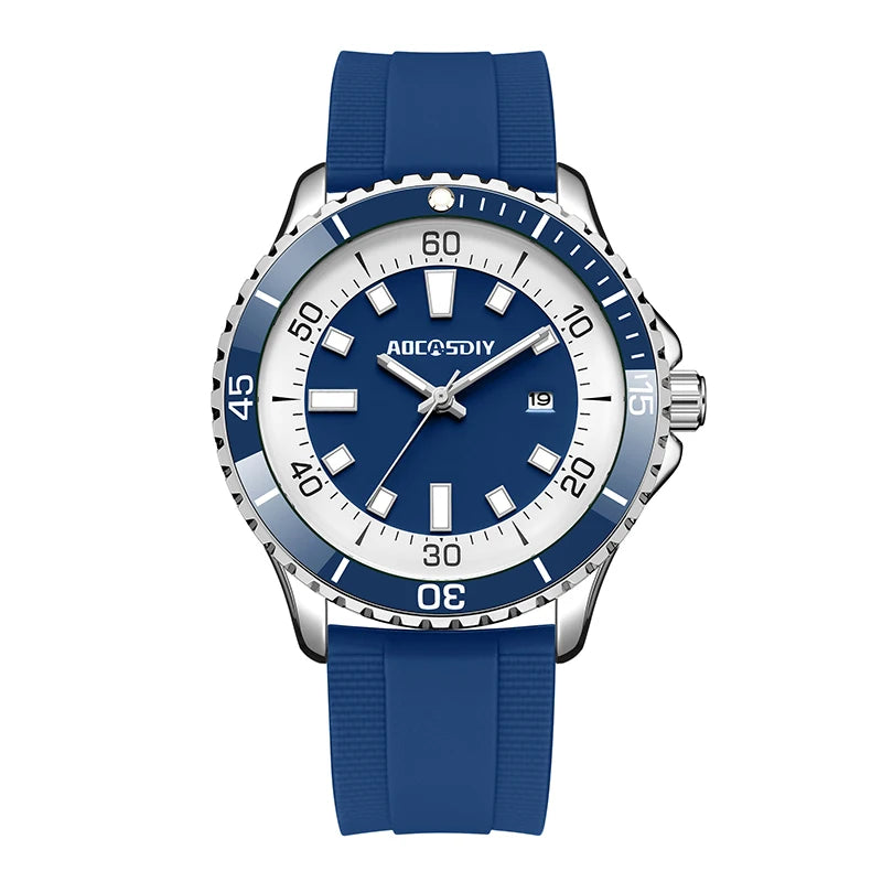 Orologio Uomo Moda Al Quarzo Con Data Cinturino Silicone Casual Elegante