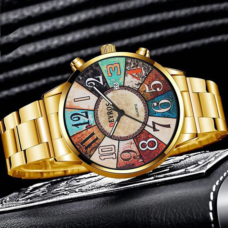 Orologio Uomo Moda al Quarzo Cinturino Acciaio Elegante Data