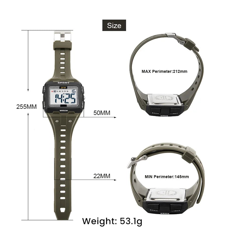 Orologio Digitale Uomo Sportivo LED Cronografo Sveglia