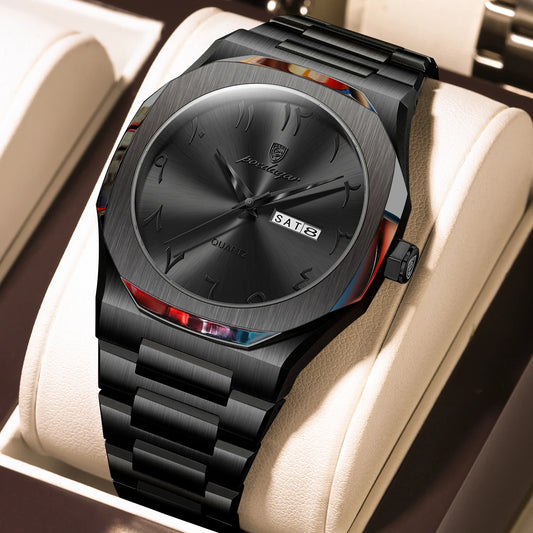 Orologio Uomo Cinturino e Cassa Acciaio Quarzo con Data Elegante Moda Casual