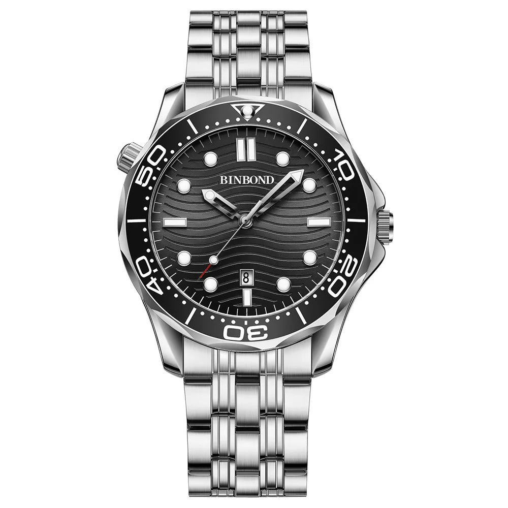 Orologio Uomo Quarzo Business Data Lancette Luminose Cinturino Acciaio o Silicone