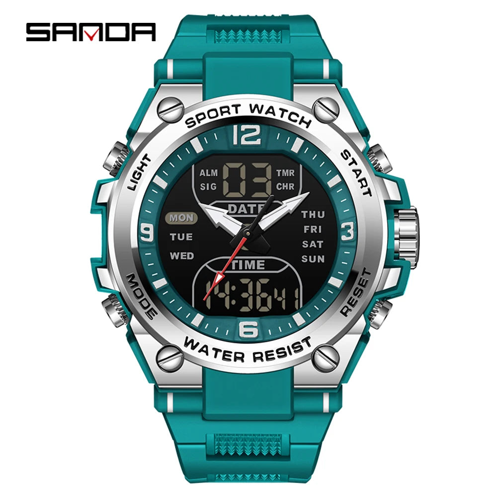 Orologio Sportivo Uomo Quarzo Analogico Digitale LED Cronografo