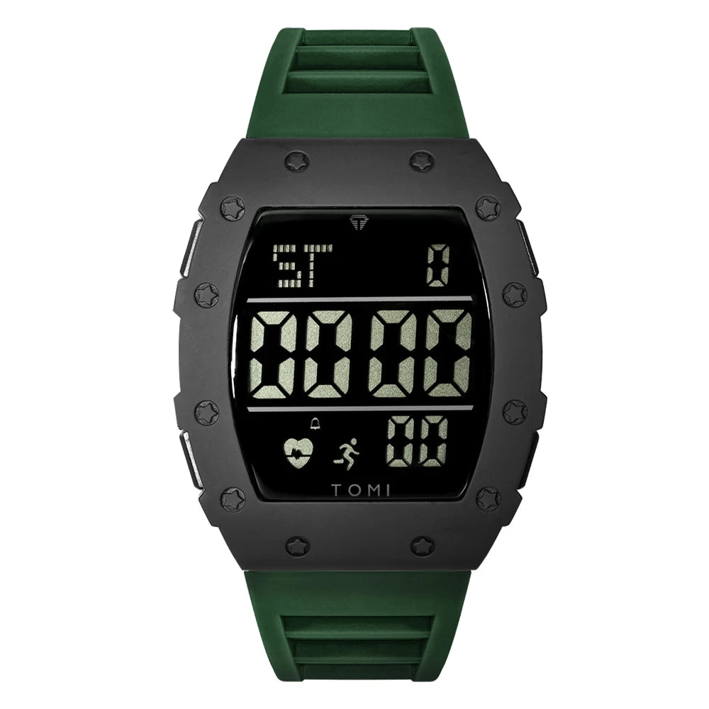 Orologio Digitale LED Uomo Sportivo Multifunzione con Contapassi Sveglia Data