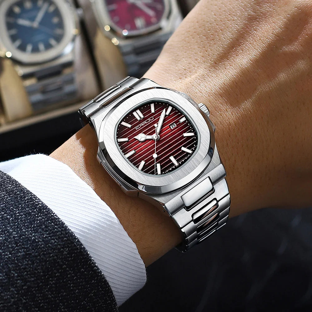 Orologio Uomo Acciaio Quarzo Con Data Moda Casual Elegante Quadrante 39mm