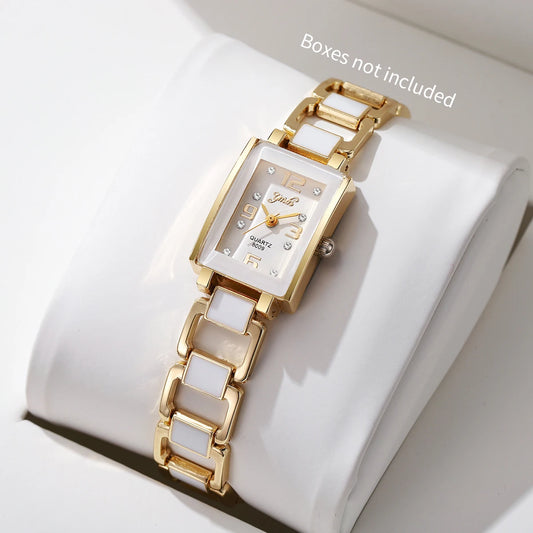 Orologio Donna Elegante Quadrante Quadrato Bracciale Acciaio Quarzo