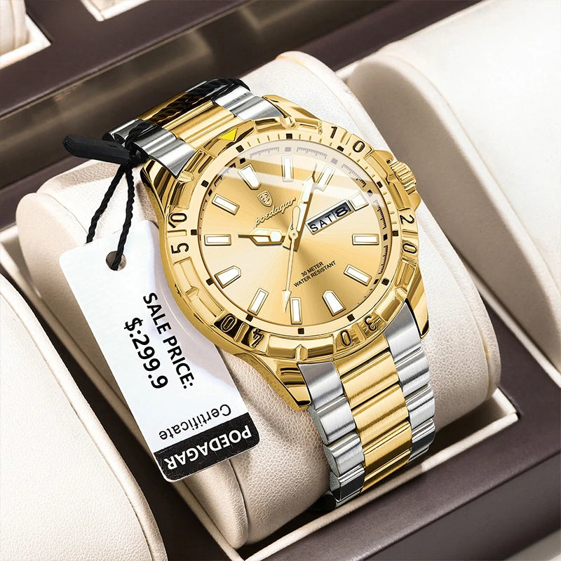 Orologio Uomo Quarzo Moda Casual Acciaio Data Lancette Luminose