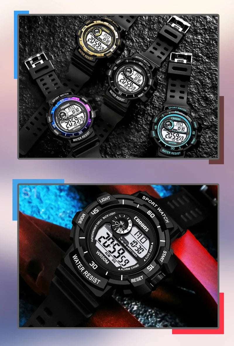 Orologio Digitale Uomo Sportivo Display LED Cinturino Silicone Quadrante 56 mm