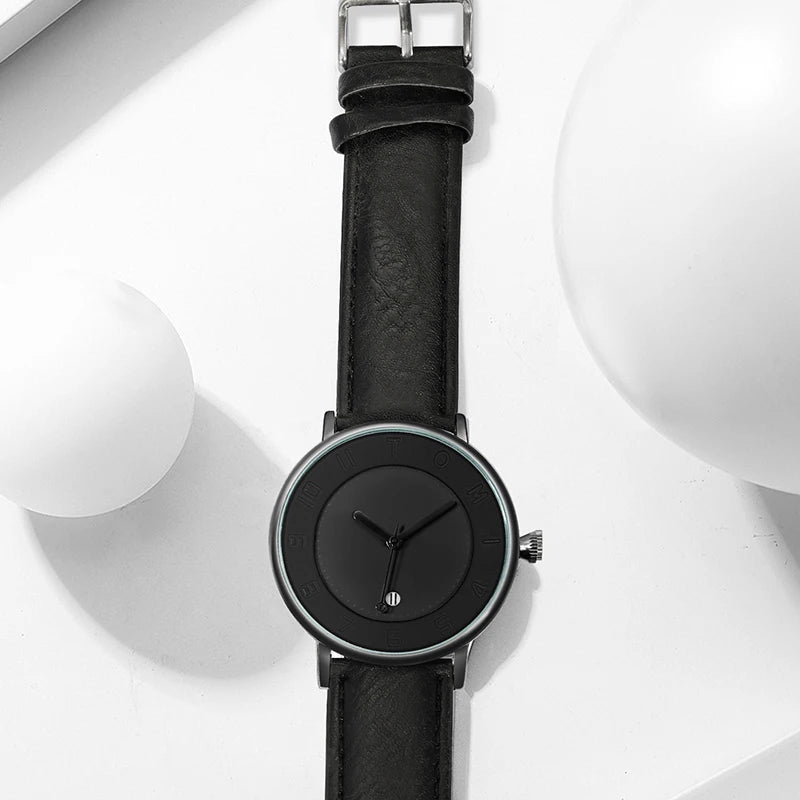 Orologio Uomo Minimalista Quarzo Cinturino Similpelle Cassa Lega Elegante