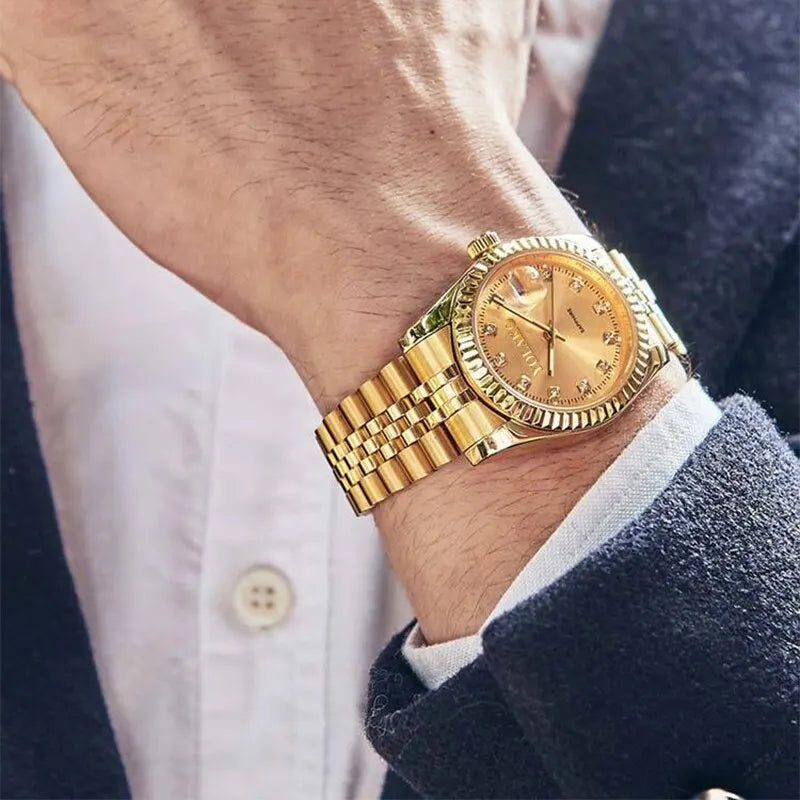 Orologio Uomo Quarzo Acciaio Moda Casual Con Data E Lancette Luminose