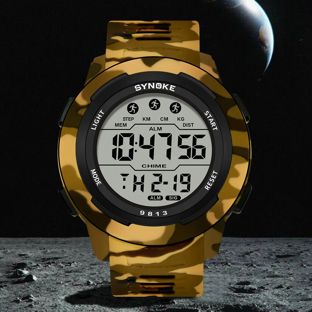Orologio Sportivo Uomo Digitale LED Multifunzionale Impermeabile 5ATM