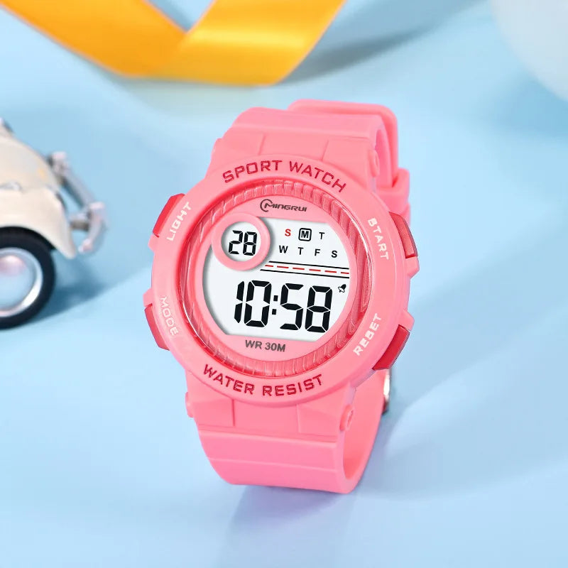 Orologio Sportivo Bambini Digitale In Gomma Con LED Sveglia Resistente All'Acqua