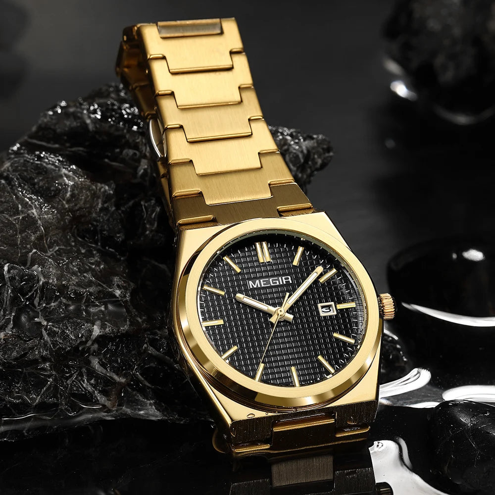 Orologio Uomo Quarzo Acciaio Data 42mm Elegante