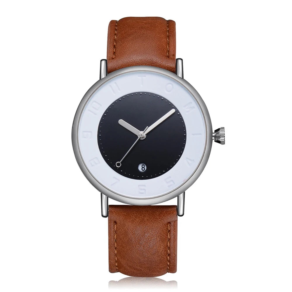 Orologio Uomo Minimalista Quarzo Cinturino Similpelle Cassa Lega Elegante