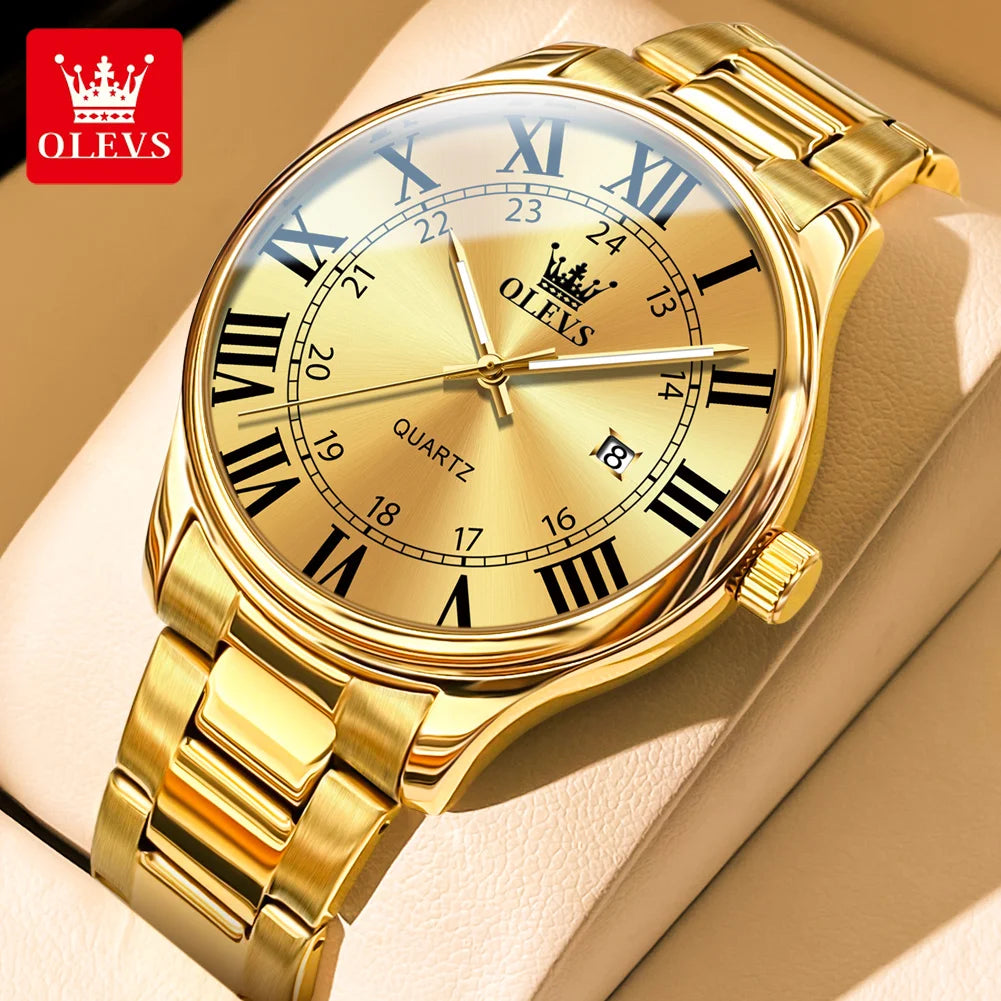 Orologio Uomo Acciaio Quarzo con Data Lancette Luminose Elegante