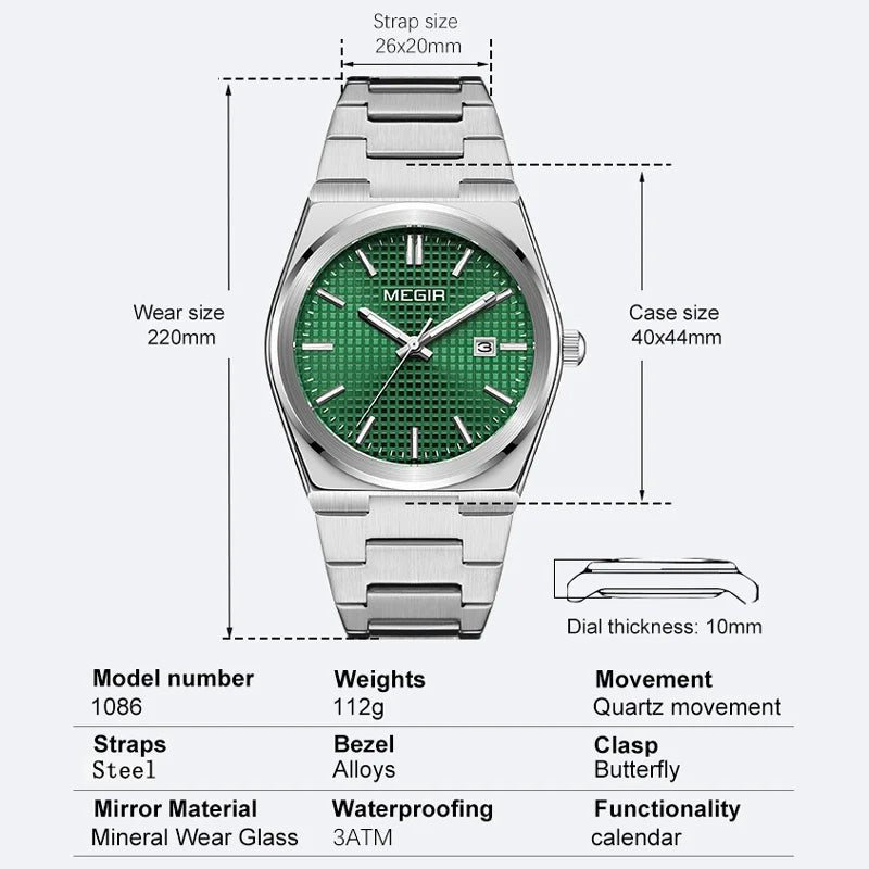 Orologio Uomo Quarzo Acciaio Data 42mm Elegante