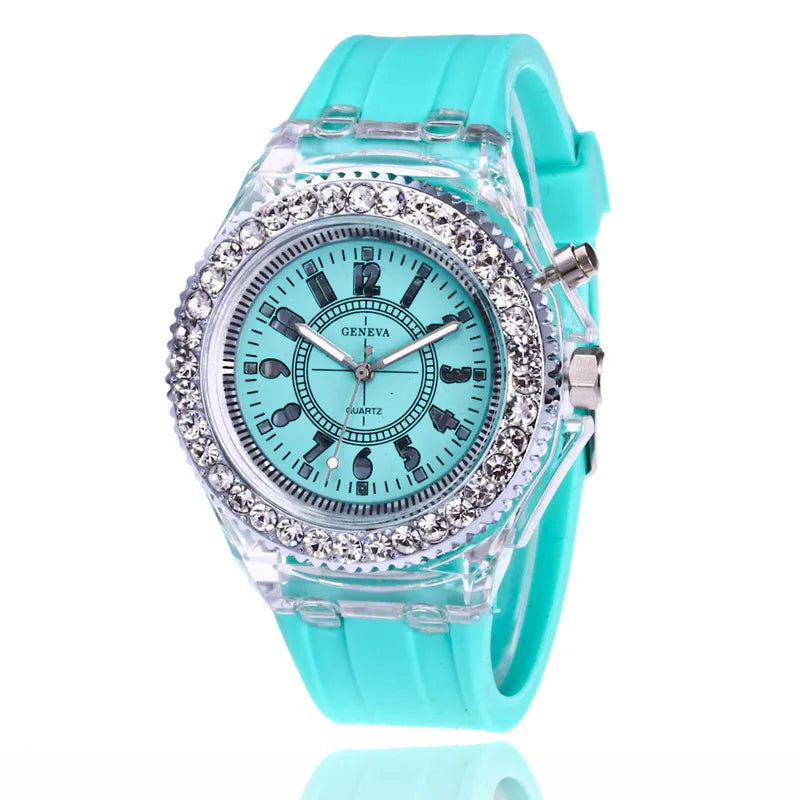 Orologio LED Unisex Luminoso Digitale Moda Silicone Strass
