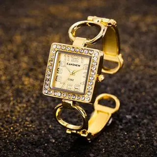 Orologio Donna Moda Bracciale Rigido Acciaio Quarzo Elegante