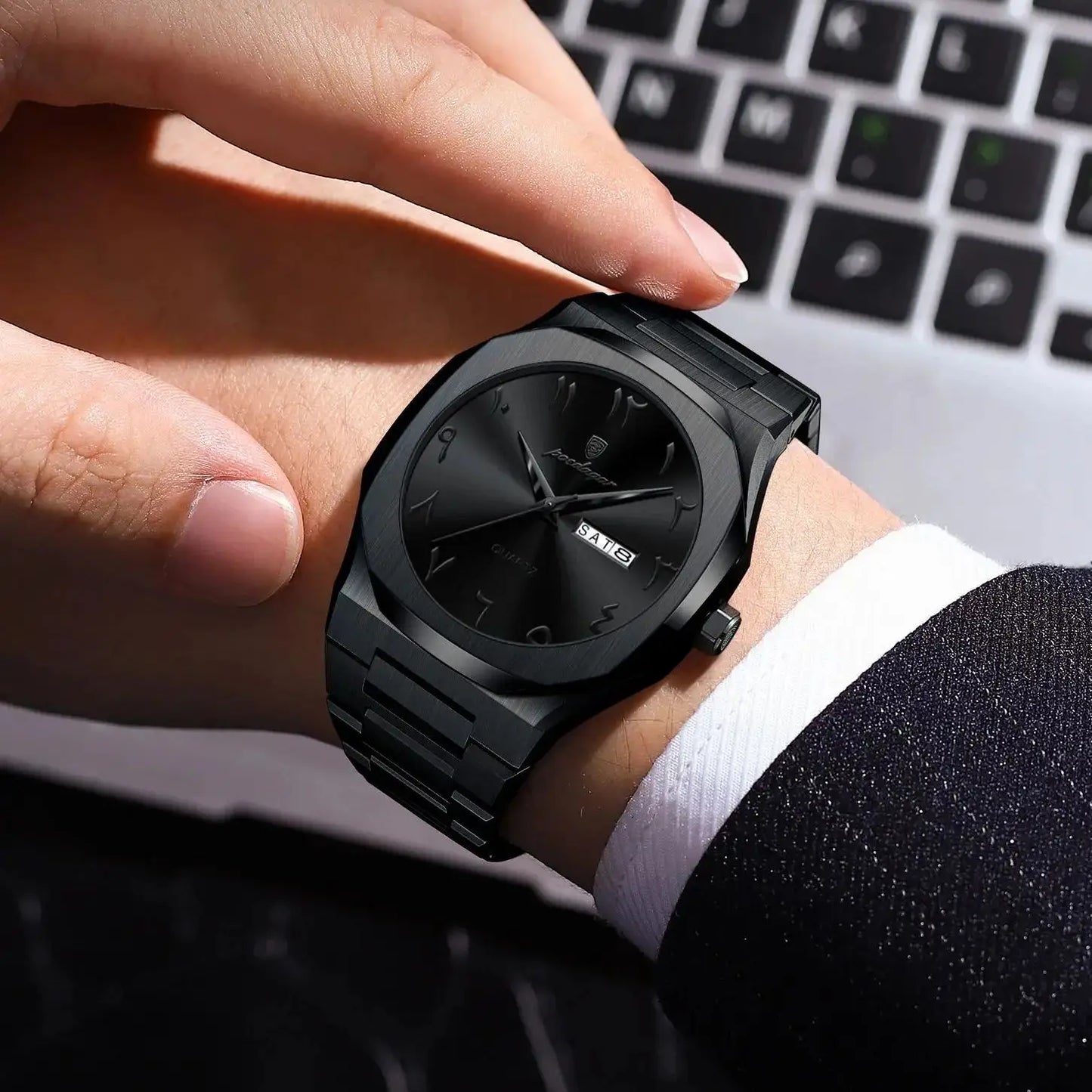 Orologio Uomo Cinturino e Cassa Acciaio Quarzo con Data Elegante Moda Casual