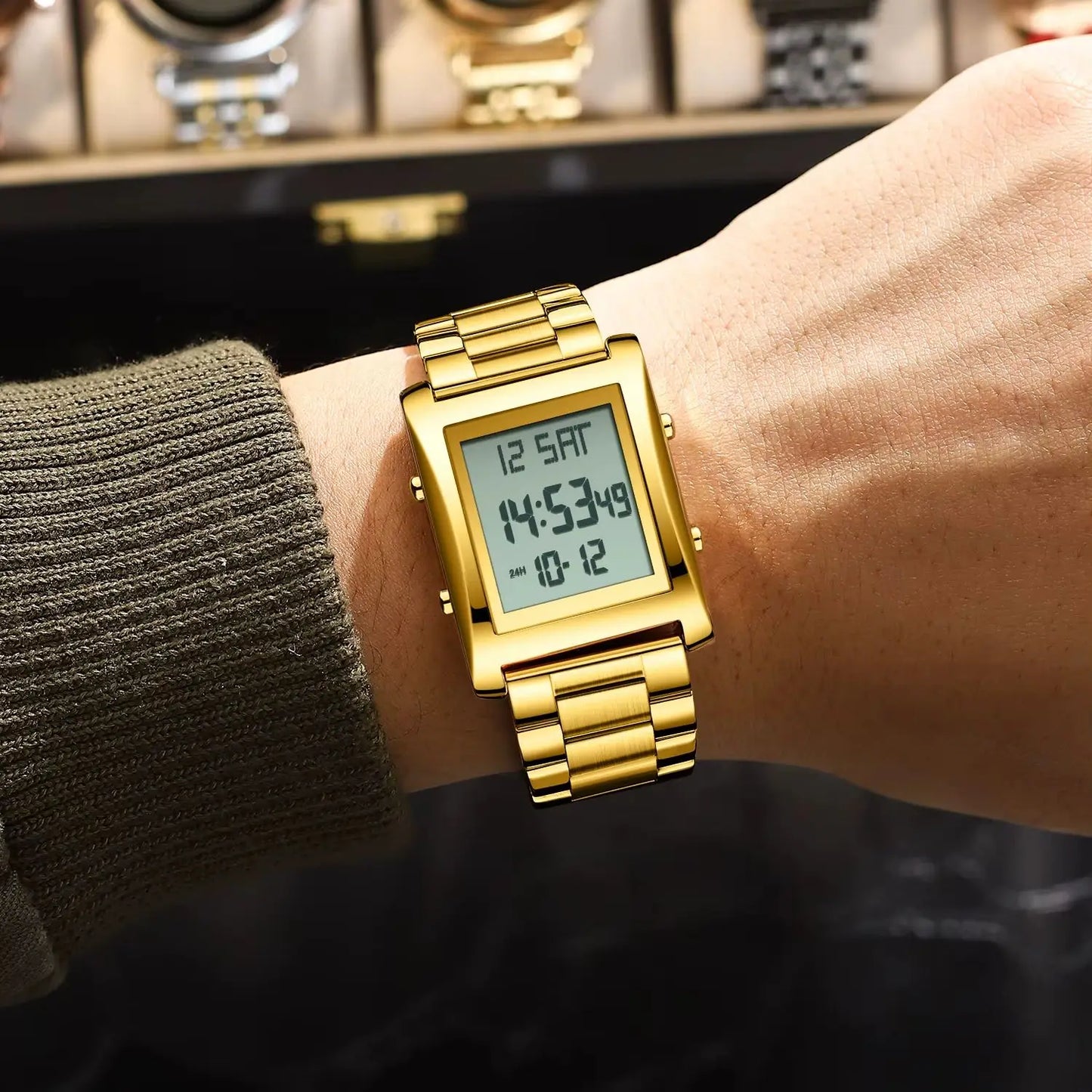 Orologio Uomo LED Digitale in Acciaio con Sveglia Cronografo Data Display Moda
