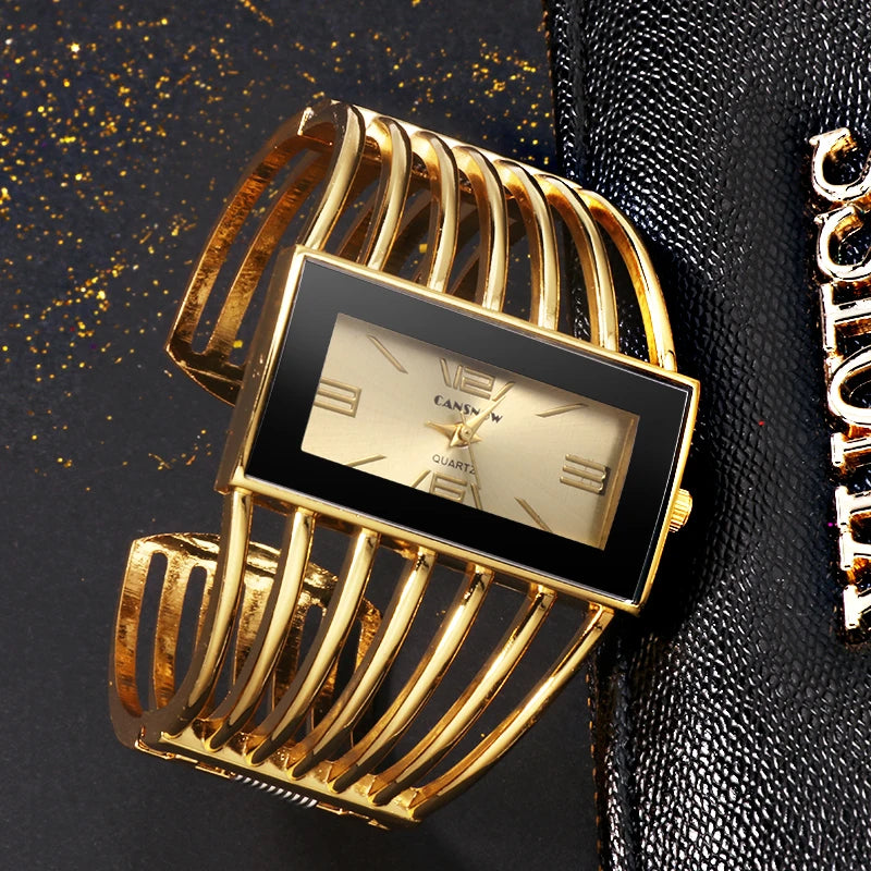 Orologio Donna Elegante Rettangolare Bracciale Rigido Acciaio