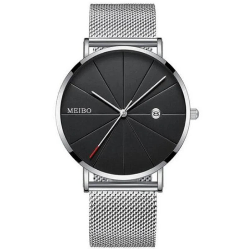 Orologio Uomo In Acciaio Inossidabile Ultrasottile al Quarzo con Data Elegante