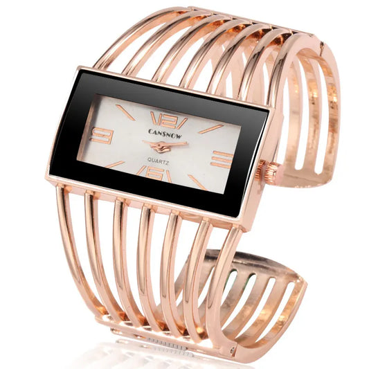 Orologio Donna Elegante Rettangolare Bracciale Rigido Acciaio