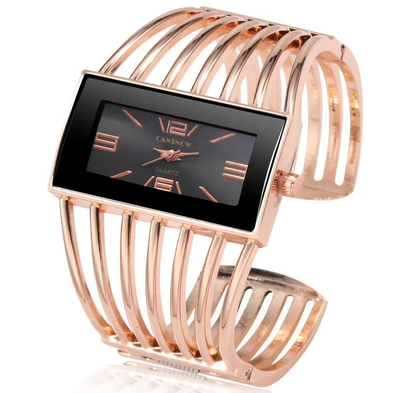 Orologio Donna Elegante Rettangolare Bracciale Rigido Acciaio