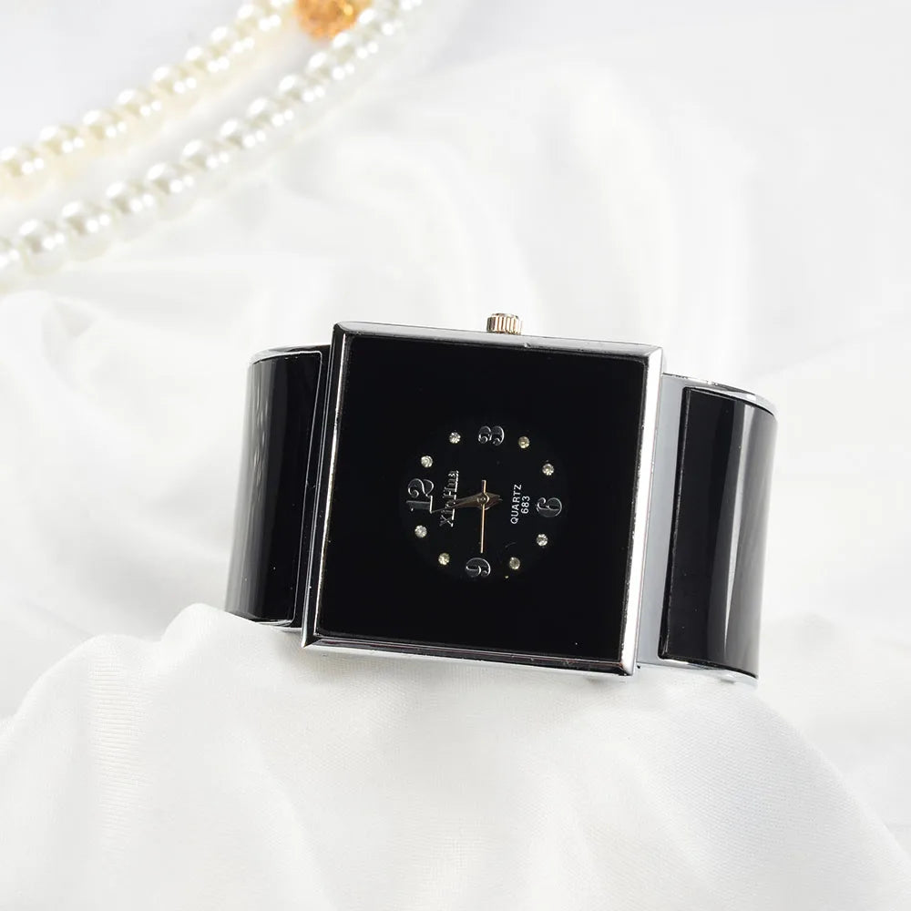 Orologio Donna a Bracciale in Acciaio Elegante Moda Quadrato al Quarzo