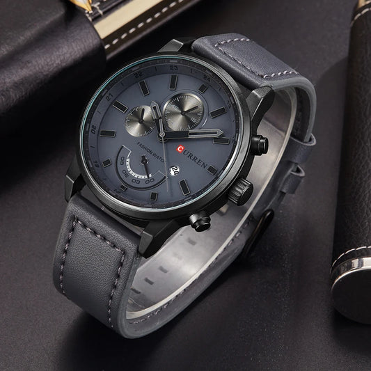 Orologio Uomo Quarzo Elegante Cinturino Similpelle Moda Casual