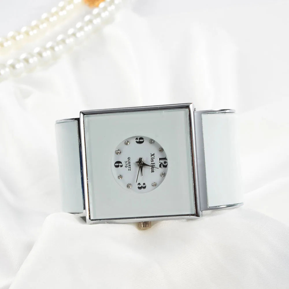 Orologio Donna a Bracciale in Acciaio Elegante Moda Quadrato al Quarzo