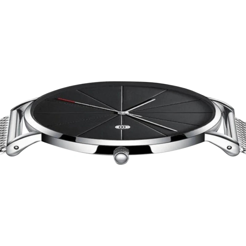 Orologio Uomo In Acciaio Inossidabile Ultrasottile al Quarzo con Data Elegante