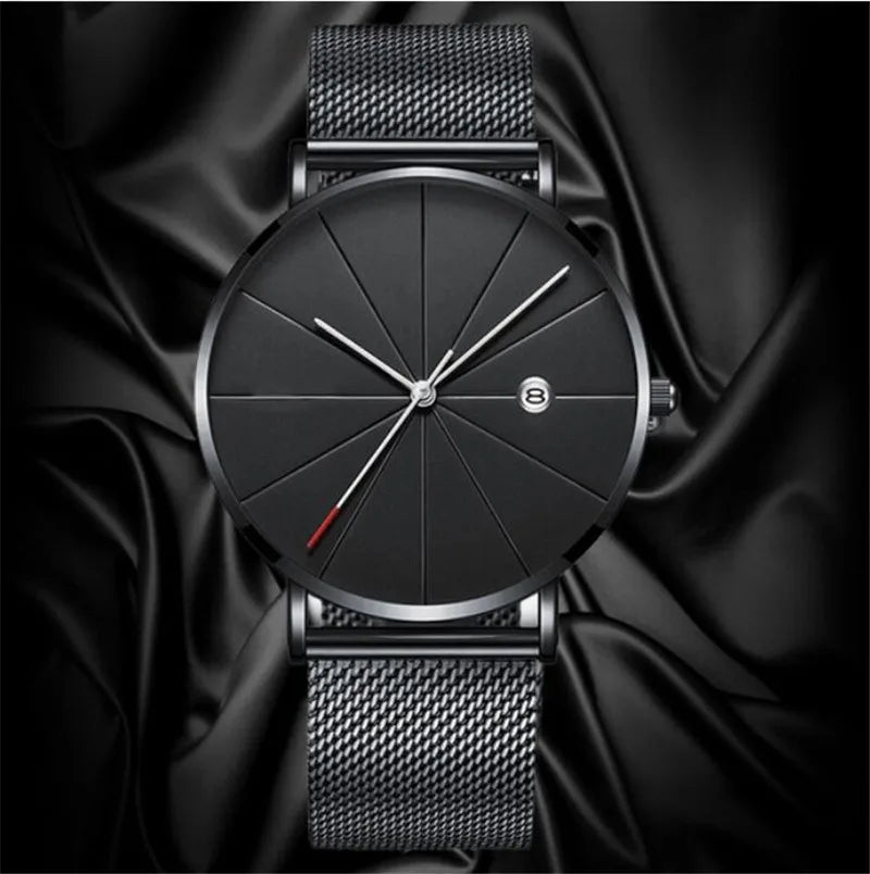 Orologio Uomo In Acciaio Inossidabile Ultrasottile al Quarzo con Data Elegante