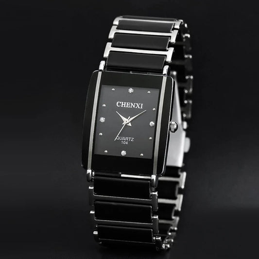 Orologio Rettangolare Uomo Donna Quarzo Cinturino Simil Ceramica Elegante Moda