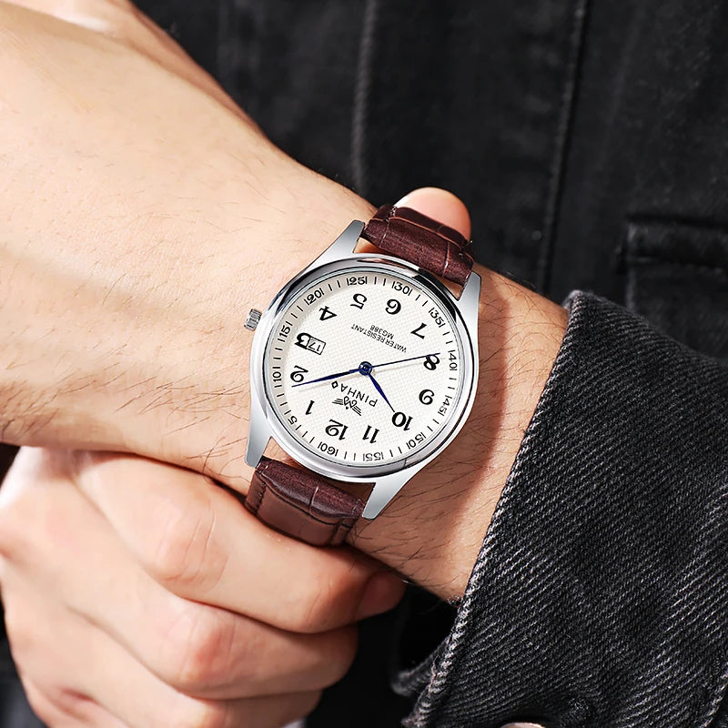 Orologio Uomo Al Quarzo Elegante Cinturino Similpelle Quadrante 40mm