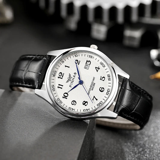Orologio Uomo Al Quarzo Elegante Cinturino Similpelle Quadrante 40mm