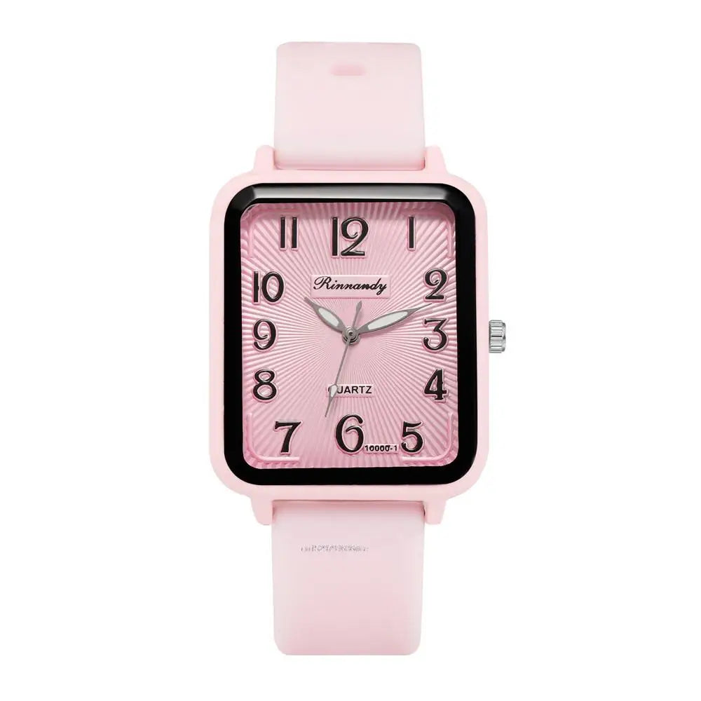 Orologio Donna al Quarzo Rettangolare con Cinturino in Silicone Moda Casual
