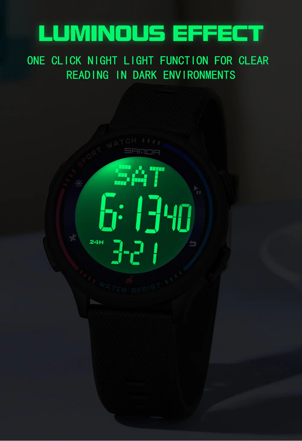 Orologio Digitale Uomo Donna SANDA – Sportivo LED Contapassi Impermeabile Cinturino in Gomma