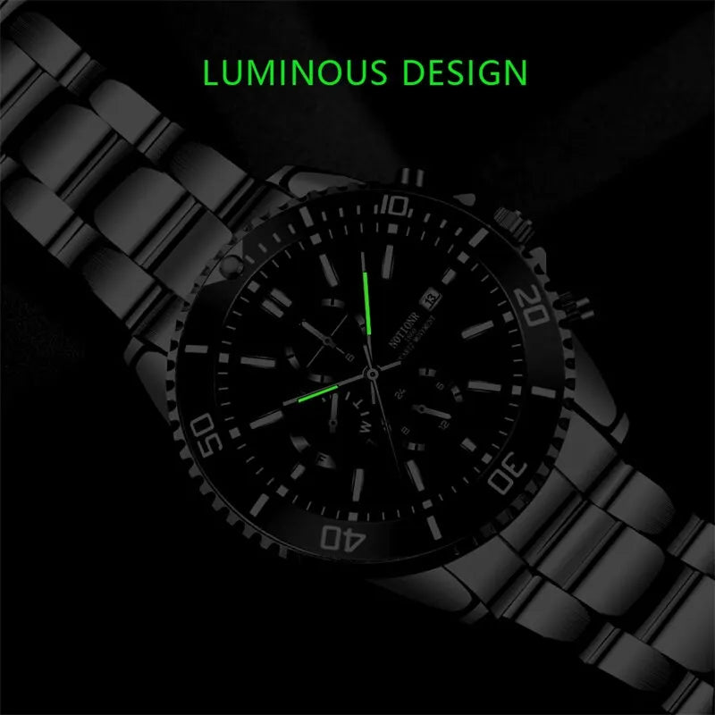 Orologio Uomo Acciaio Al Quarzo Elegante Moda Casual Con Data Lancette Luminose