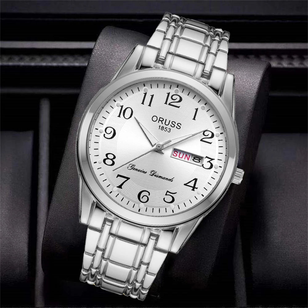 Orologio Uomo Al Quarzo Elegante Cinturino e Cassa in Lega Con Data Semplice