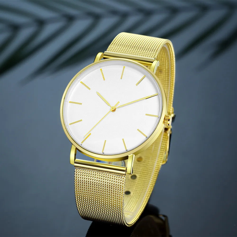 Orologio Donna Quarzo Elegante Acciaio Maglia Quadrante 40mm