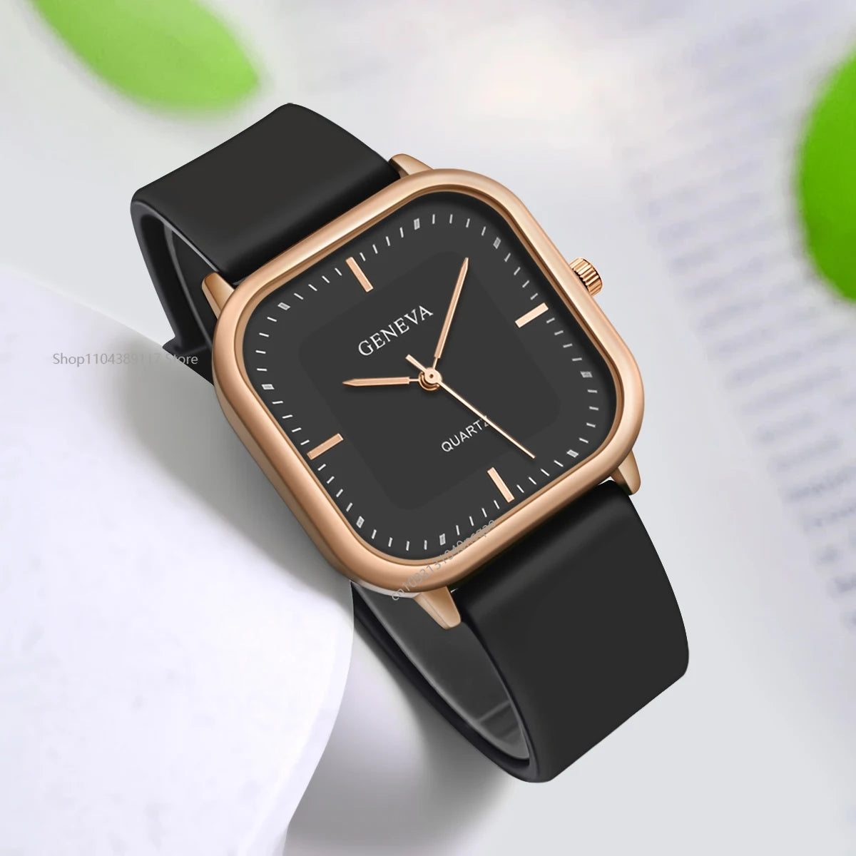 Orologio Donna Quarzo Quadrato Silicone Moda Elegante Casual
