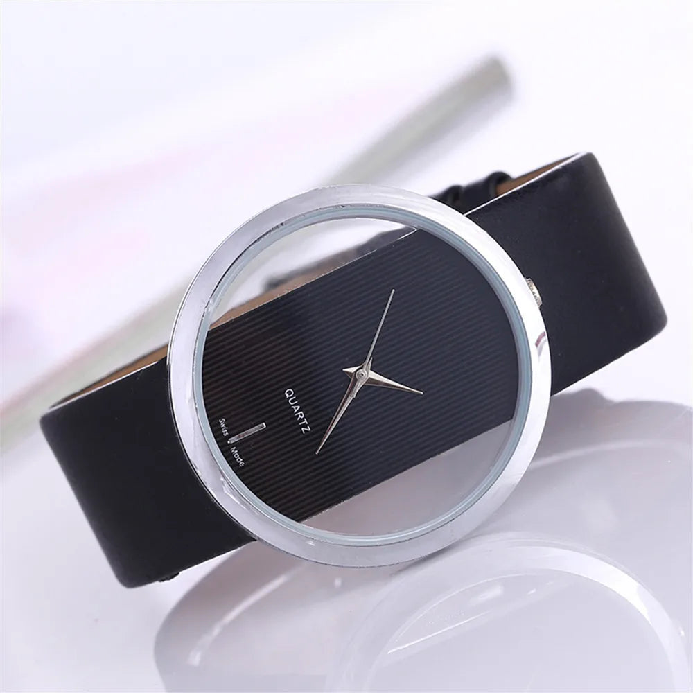 Orologio Donna Moda Trasparente al Quarzo con Cinturino in Similpelle