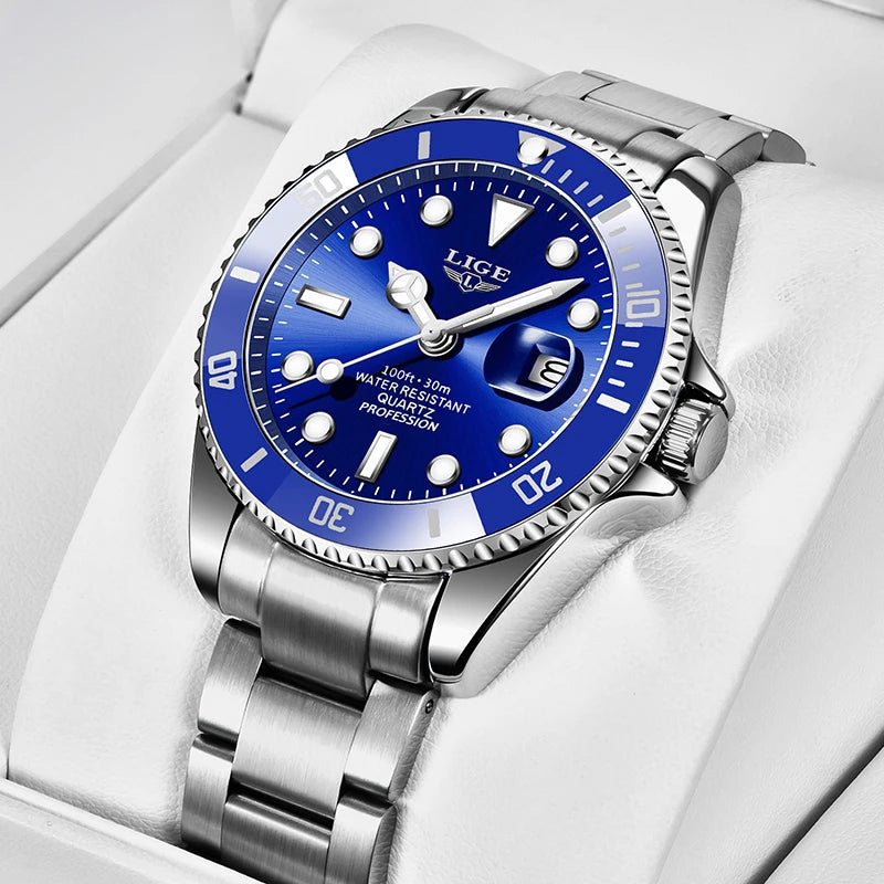 Orologio Uomo Acciaio Quarzo con Data e Lancette Luminose