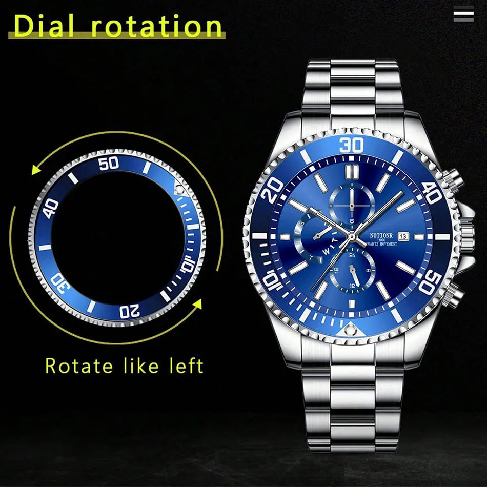 Orologio Uomo Acciaio Inox Quarzo – Elegante Data Quadrante 40 mm