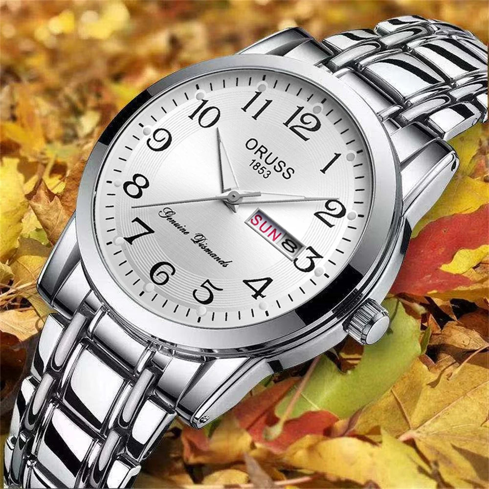 Orologio Uomo Al Quarzo Elegante Cinturino e Cassa in Lega Con Data Semplice