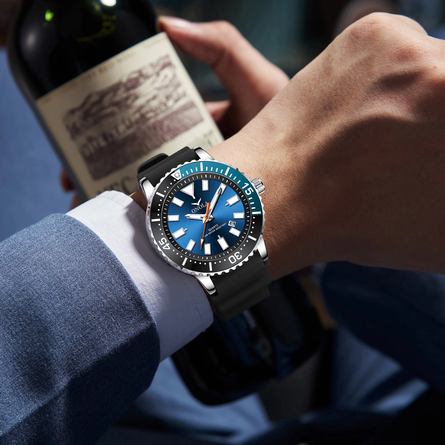 Orologio Uomo Quarzo Business con Data Lancette Luminose Cinturino Similpelle