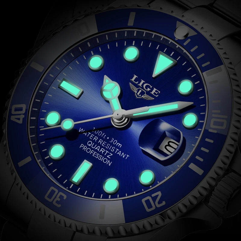 Orologio Uomo Acciaio Quarzo con Data e Lancette Luminose