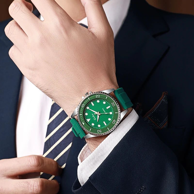 Orologio Uomo 40mm Quarzo Moda Casual Cinturino Silicone